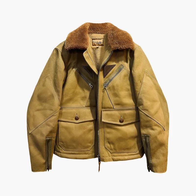 WAXED CANVAS LAMB WOOL MARSHALL FLIGHT JACKET KEARS - Protect and Ride