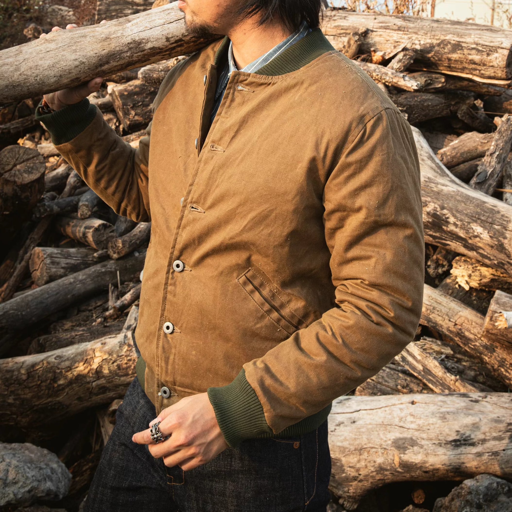 WAXED CANVAS BASEBALL JACKET - Protect and Ride