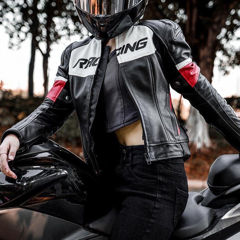 WOMEN LEATHER RINDING JACKET KARSON - Protect and Ride