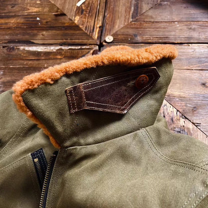 WAXED CANVAS LAMB WOOL MARSHALL FLIGHT JACKET KEARS - Protect and Ride