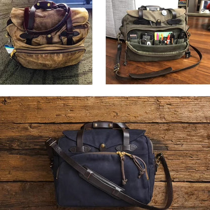 WAXED CANVAS COMPUTER SHOULDER BAG WOSE - Protect and Ride