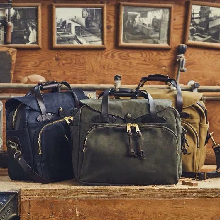 WAXED CANVAS COMPUTER SHOULDER BAG WOSE - Protect and Ride