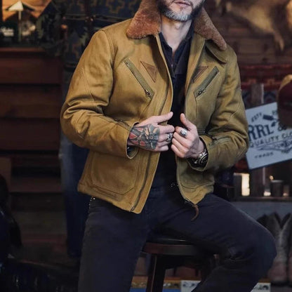 WAXED CANVAS LAMB WOOL MARSHALL FLIGHT JACKET KEARS - Protect and Ride