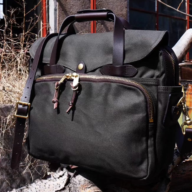 WAXED CANVAS COMPUTER SHOULDER BAG WOSE - Protect and Ride