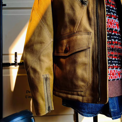 WAXED CANVAS LAMB WOOL MARSHALL FLIGHT JACKET KEARS - Protect and Ride