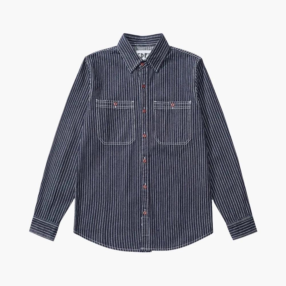 STRIPED LONG-SLEEVED DENIM SHIRT SAKAKAWEA - Protect and Ride